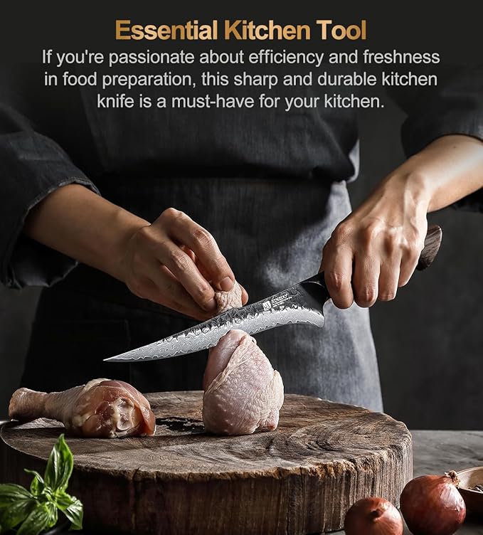 XINZUO 7.5 Inch Fillet Knife For Fish,Damascus Super Steel Boning Knife For Meat Chicken Cutting, Professional Sharp Kitchen Fishing Fillet Knife With Ergonomic Handle