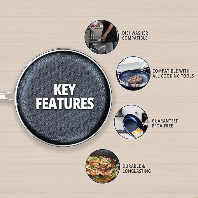 THE COOK'S COMPANY Non-Stick Frying Pan - Premium Skillet for Everyday Cooking, Nonstick Pan for Easy Cleanup, Durable Pan for Versatile Cooking Needs (Size: 8inch)
