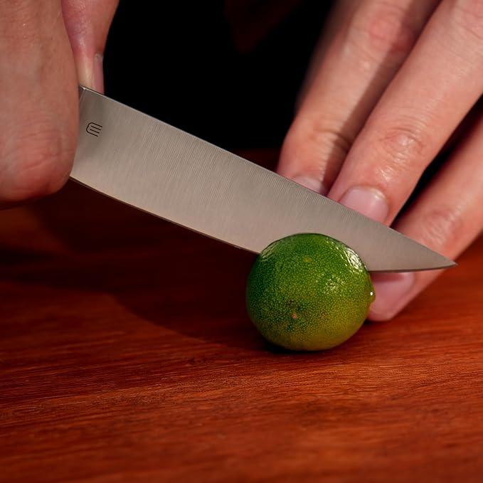 3.5 Inch Paring Knife, AR-RPM9 Steel Fruit Vegetable Knife with Ergonomic ABS Handle Oak Sheath, Ultra Sharp Kitchen Knife for Peeling Coring Cutting, Gift for Home Chefs