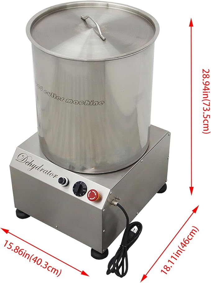 Commercial 110V Electric Salad Spinner Stainless Steel Electric Salad Spin Dryer for Vegetables Fruits Soy Milk Large Capacity for Carteens & Restaurant 0.75KW