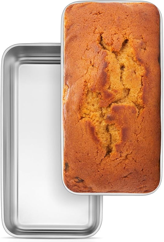 Leonyo 2 Pack Loaf Pans for Baking Bread, 9IN x 5IN Stainless Steel Loaf Pans for Homemade Bread, Meatloaf, Bananas, Brownies, Lasagnas, Dishwasher Oven Safe