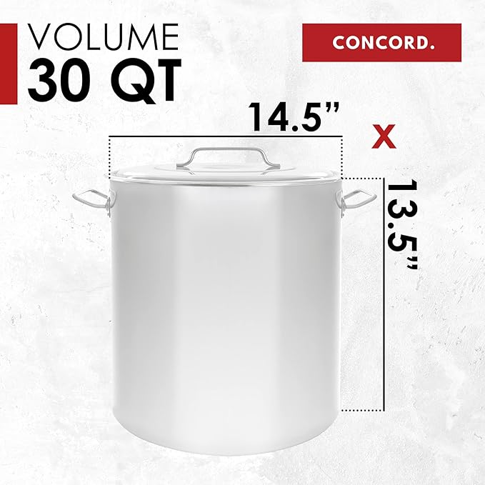 Concord 30 Quart Stainless Steel Stock Pot Cookware