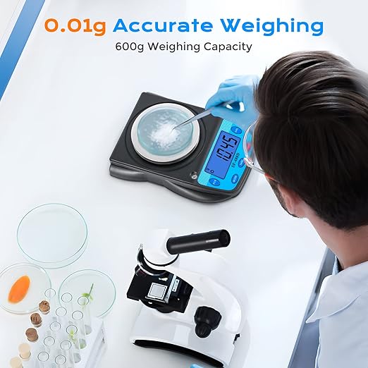 Bonvoisin Digital Lab Scale 600g x 0.01g Precision Electronic Scale LCD Display Analytical Balance Jewelry Scale Scientific Scale 0.01g Accuracy