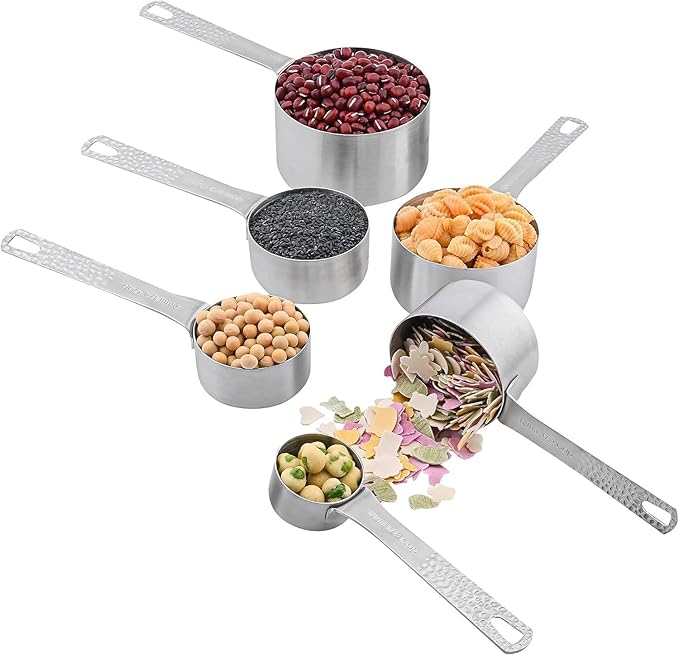 Smithcraft Measuring Cups Set 6, Stainless Steel Measuring Cups Set, 18/8(304) Steel 6 Dry Measuring Cups Set, Kitchen Metric & US Measurer Cups Set, Metal Measuring Cups Set for Cooking and Baking