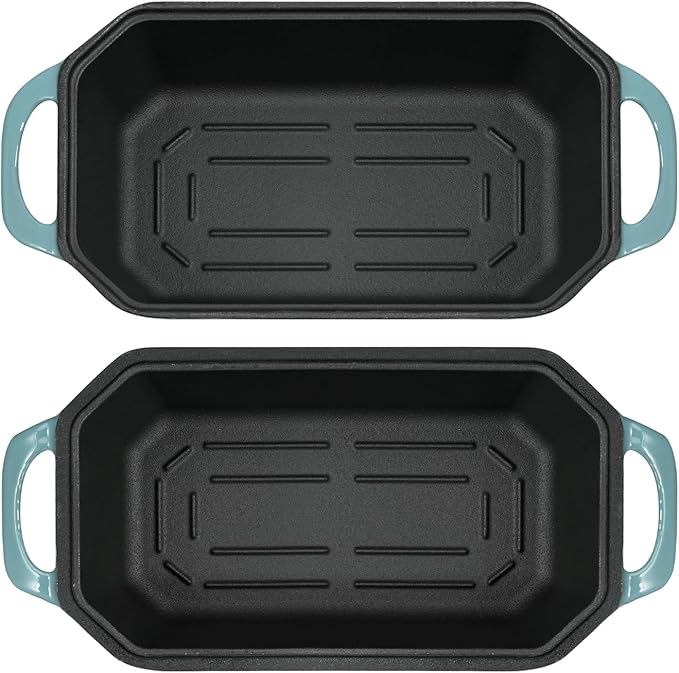 Bread Pan Cast Iron Loaf Pan with Lid Bread Loaf Pan 9x5 Inch Enameled Cast Iron Sourdough Bread Pan, LightBlue