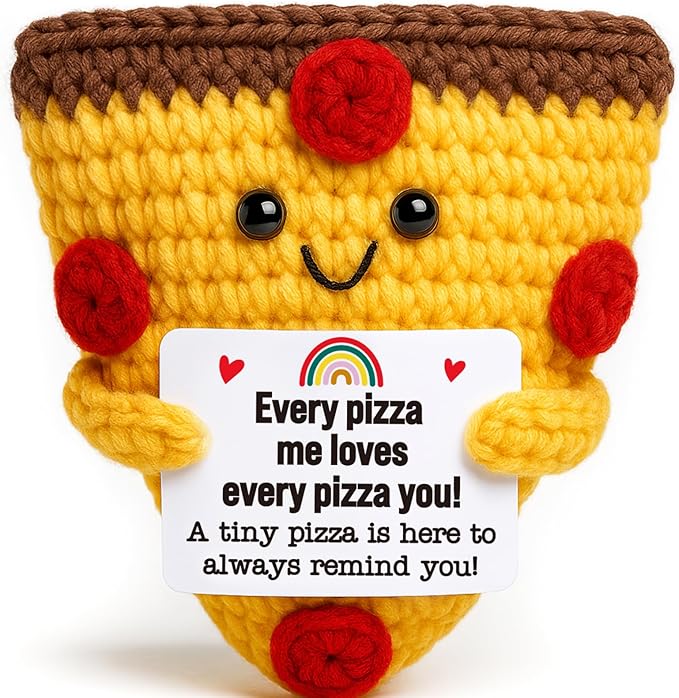 Romantic Gift For Couple Boyfriend Girlfriend Cute Handmade Crochet Pizza For Anniversary Valentine’s Day Love Gifts For Husband Wife Partner Small Birthday Gift Idea for Couples Pizza Decor