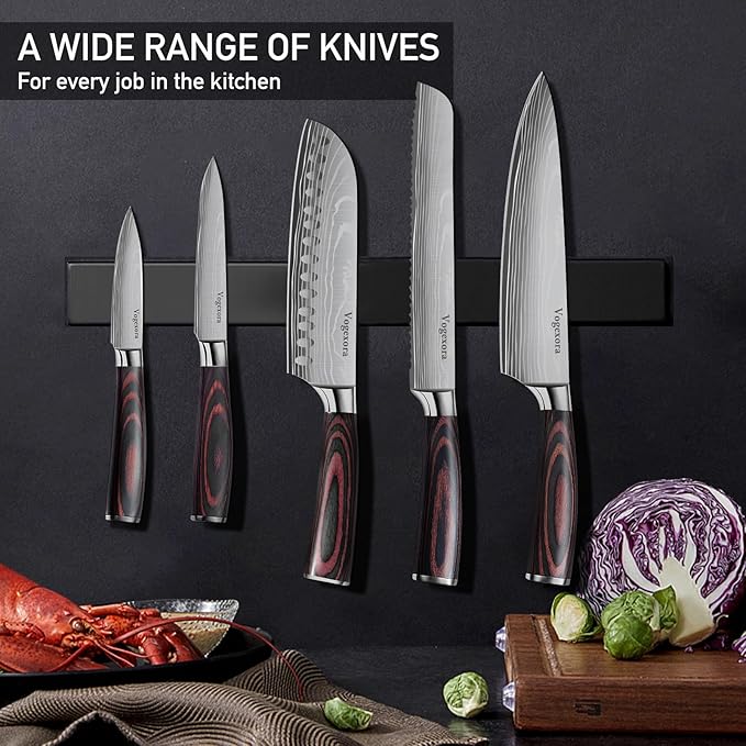 5 Pcs Chefs Kitchen Sharp Knife Set - Japanese Professional Cooking Cutting Knives for Meat Vegetable Bread and Paring, High Carbon Stainless Steel Santoku