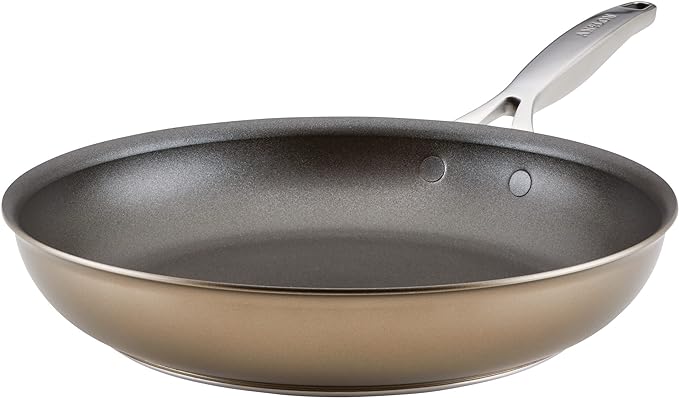 Anolon Ascend Hard Anodized Nonstick Frying Pan/Skillet - Good for All Stovetops (Gas, Glass Top, Electric & Induction), Dishwasher & Oven Safe with Stainless Steel Handle, 12 Inch - Bronze