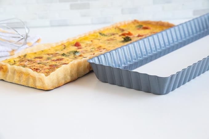 Fox Run Rectangular Loose Bottom Tart/Quiche Pan, Preferred Non-Stick, 14-Inch