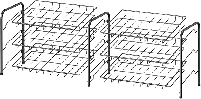 MOOACE Can Rack Organizer, 2 in 1 Can Storage Dispenser Holds up to 72 Cans, Can Organizer for Pantry Kitchen Cabinet, Black