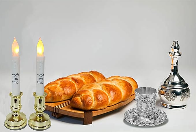 Ner Mitzvah Kiddush Cup and Tray - Premium Quality Nickel Plated Wine Cup - For Shabbat and Havdalah - Judaica Shabbos and Holiday Gift