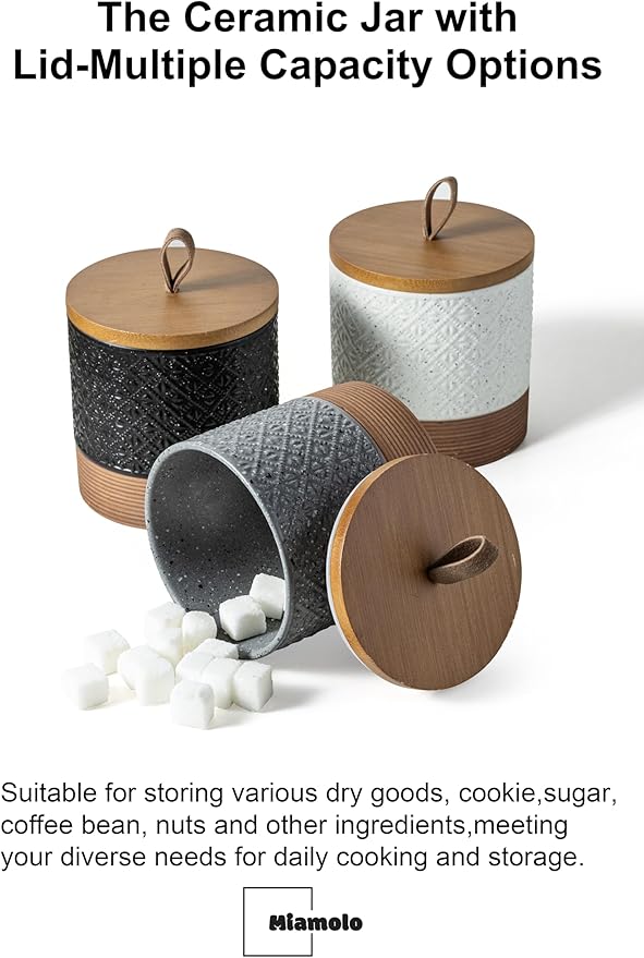 Ceramic Jar with Lid, Coffee Canisters with Airtight Lids Kitchen Food Storage Container for Spice Loose Leaf Tea, Small Decorative Jars for Countertop Coffee Bar Accessories - White 20 fl.oz