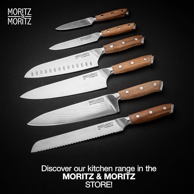 Moritz & Moritz 4-Inch Paring Knife, German Stainless Steel Blade with Acacia Wood Handle, Precision Fruit and Vegetable Knife, Small Kitchen Knife for Cutting, Peeling, Chopping
