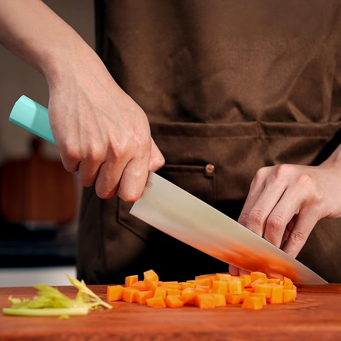 8 Inch Chef Knife, AR-RPM9 Steel & Ergonomic Handle Cooking Knife, Ultra Sharp Professional Kitchen Knife with Oak Sheath, Gift for Home Chefs