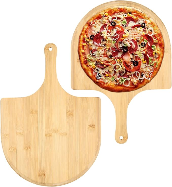 2 Pack Pizza Peel 11 Inch, Natural Bamboo Pizza Spatula Wooden Pizza Spatula Paddle Board for Home Pizza Cutting,Cheese, Bread,Fruit,Vegetable Oragaznie (2)