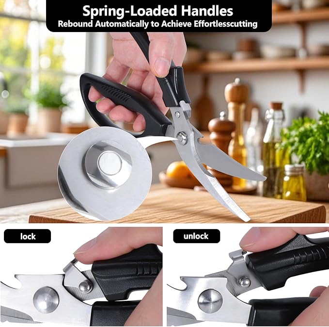 Left Handed Kitchen Scissors Poultry Shears and Can Opener, Peeler Set, Lefty Kitchen Tools Utensils for Left Hand People/Adults(4 in 1)