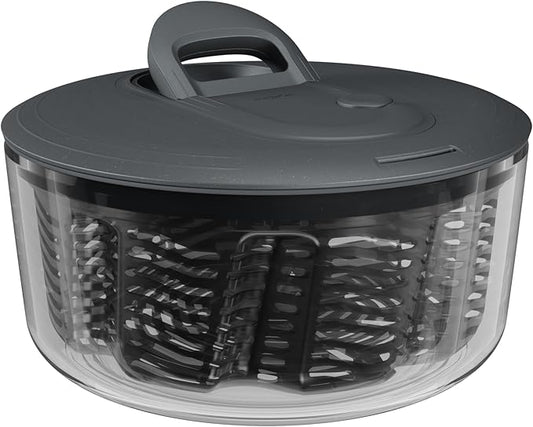 Zyliss Easy Spin Salad Spinner - Fruit & Veggie Dryer - Produce Spinner & Cleaner for Salad Prep - Dishwasher-Safe Kitchen Essential - Non-Slip Bowl with Pull Handle - Grey Easy Spin Small