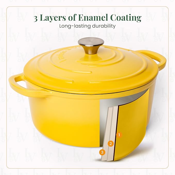 Larder & Vine 21 Piece Cookware Set (Limoncello) | Dutch Oven, Utensil Set, Saucepan, Skillet, and Trivets