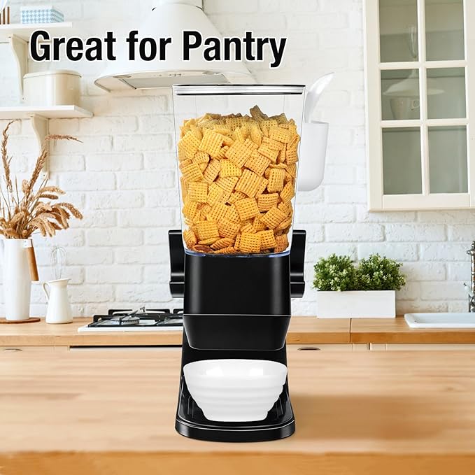 Cereal Dispenser Countertop Wath Bowls and Spoons Cereal Containers Storage for Pantry Snack Organizer Dry Food Storage Container with Lid for Kitchen Organization Oatmeal Nut Granol(Black 2 pack )