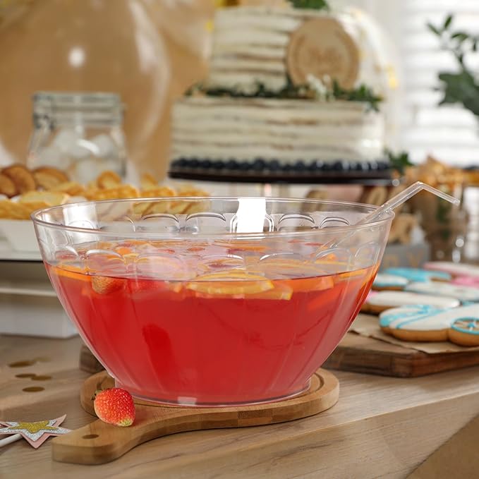 MOLIGOU Plastic Punch Bowl with Ladle, 1.8 Gallon Large Punch Bowl for Parties, Clear Serving Bowl for Salad, Snack, Candy