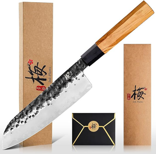 Santoku Chef’s Knife 7 Inch,Japanese Sharp Blade Kitchen Knife with Olivewood Handle And Beautiful Gift Box