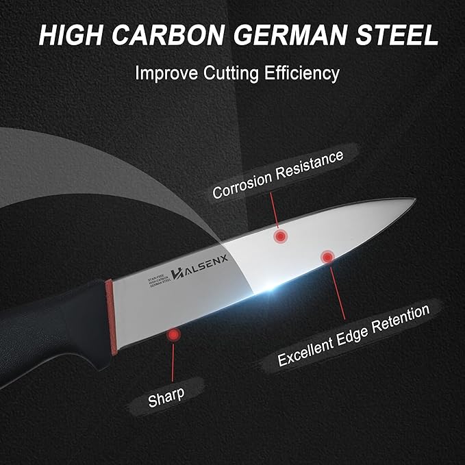 5.5" Utility Knife, High Carbon German Steel Sharp Blade With Non-Slip Softgrip Handle, Multi-Purpose Paring Knife for Fruits, Vegetables & Meat