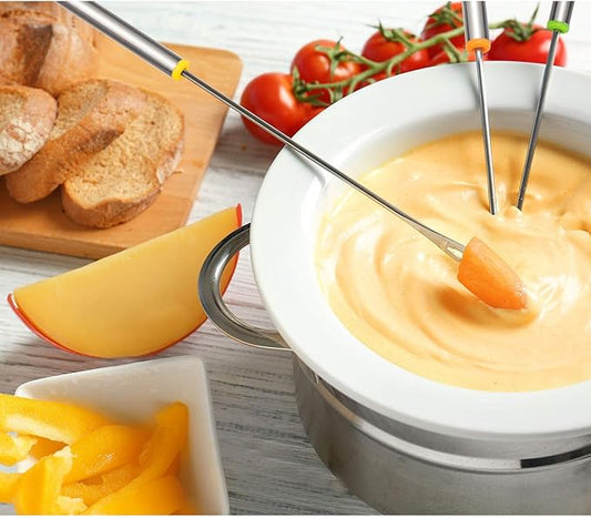 12 Pcs 9.5 Inch Fondue Forks with Heat Resistant Handle Stainless Steel Fondue Sticks for Cheese Pot Chocolate Roast Marshmallows Meat