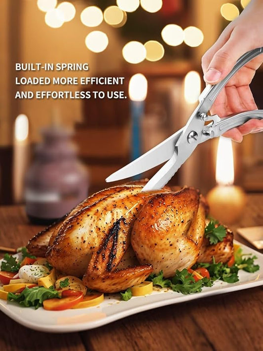 Poultry Shears Heavy Duty Professional Kitchen Scissors,Versatile & Ultra-Sharp Chicken Bone Shears with Anti-Slip Handles and Safety Lock,Meat Scissors All Purpose for Fish Vegetables Fruits