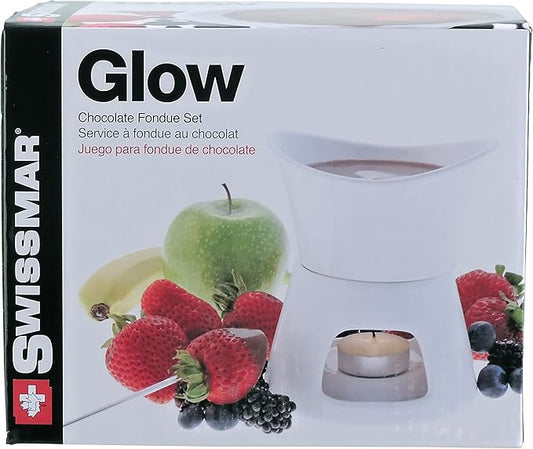 Swissmar Glow 7 Piece Chocolate Fondue Set, White