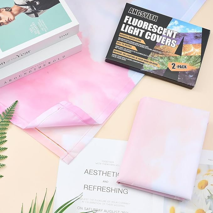 2 Pcs Fluorescent Light Covers - 4 x 2 Feet Covers for Ceiling Lights, Magnetic Light Filters for Classroom, Office, Hospitals, Home