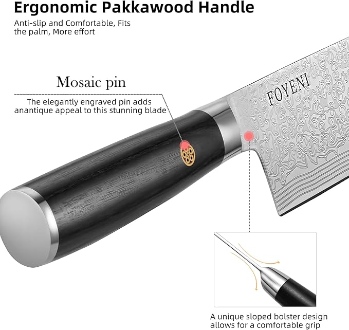 Nakiri Knife - 6.5 Inch Sharp Japanese Chef Knife, High Carbon Stainless Steel Meat and Vegetable Knife with Ergonomic Handle, Multipurpose Kitchen Knife for Effortless Chopping and Slicing