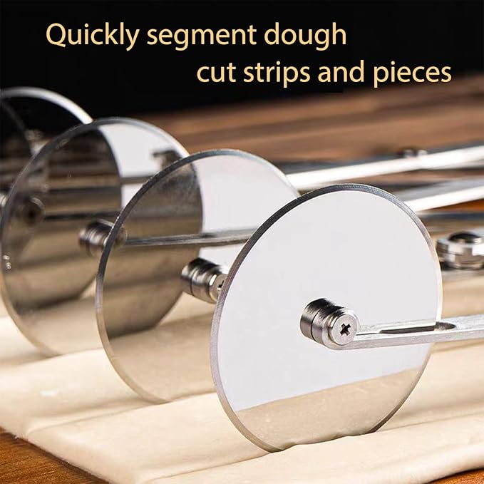 Pastry Cutter 7 Wheels Pizza Cutter Stainless Steel Dough Cutter Baking Tools Scalable Divider