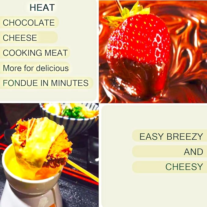 Fondue Pot Set with 4 Forks Ceramic Butter Warmer Set Premium Tea Light Porcelain Melting Pot for Chocolate Cheese Caramel