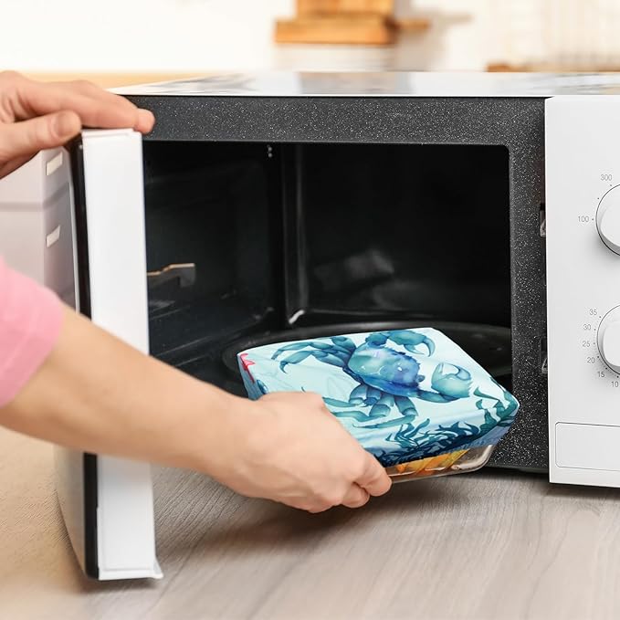 Patelai 10 Pcs Bowl Covers Reusable in 5 Size Stretch Cloth Fabric Elastic Food Storage Bowl Covers Bread Sourdough Lids for Proofing Food Fruits Leftover(Ocean)