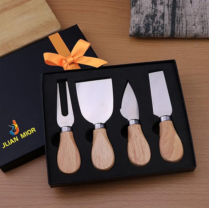 Exquisite 4-Piece Cheese Knives Set, Complete Stainless Steel Cheese Knife Collection (Gift-Ready)
