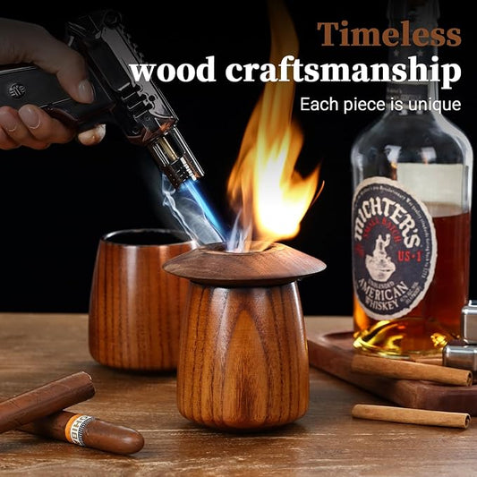 Charred Wooden Whiskey Glass – Handcrafted Bourbon Tumbler with Charred Interior | Old Fashioned Whiskey Glass for Bourbon Lovers | Unique Christmas Whiskey Gifts for Men, Dad, Husband