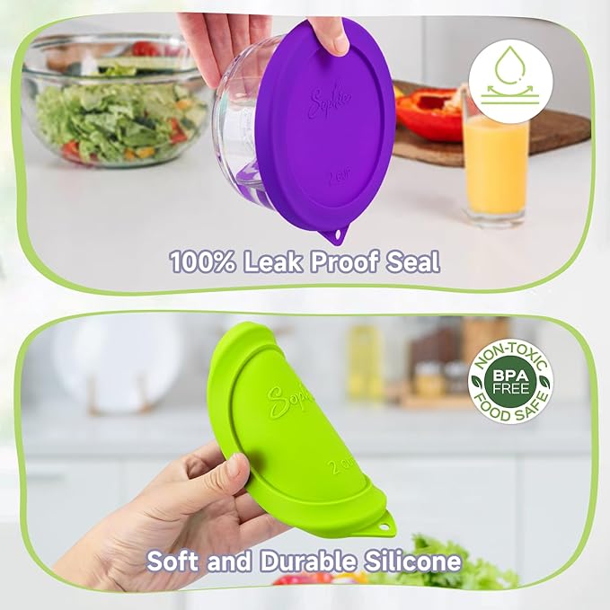 Sophico 2 Cup Round Silicone Storage Cover Lids Replacement for Pyrex 7200-PC and Anchor Hocking Glass Bowls (Container not Included) |Green-2 Pack|