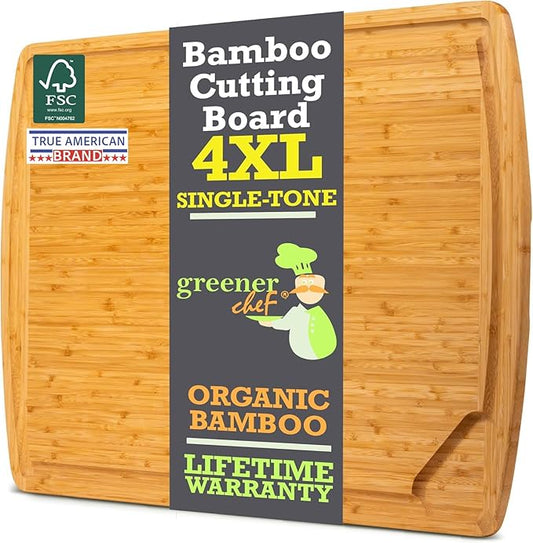 4XL Bamboo Butcher Block Cutting Board - Extra Large Cutting Boards for Kitchen 36 x 24 - Wood Countertop 24 x 36 Cutting Board - Single Tone