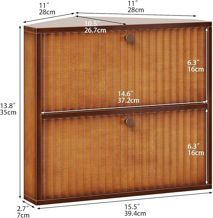 Corner Bread Box for Kitchen Countertop Bamboo Two Layer Large Capacity Bread Storage Bin Vintage Storage for Homemade Bread (Brown)