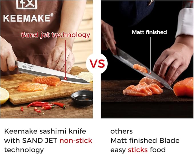 KEEMAKE Sashimi Sushi Knife Japanese - 9.5 inch Yanagiba Knife Japanese VG10 Stainless steel Single Bevel Blade, Perfect Rosewood Handle Filleting & Slicing Knives