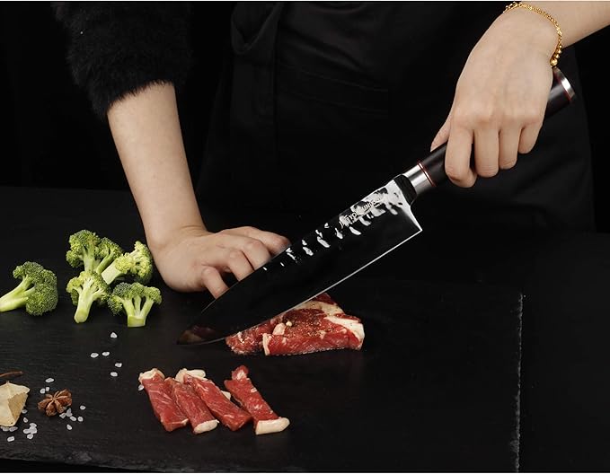 YOUSUNLONG Chef Knife 8 Inch Kitchen Knife -Japanese High Carbon Stainless Steel AUS8 Steel- Leadwood Handle -Cut meat and vegetables