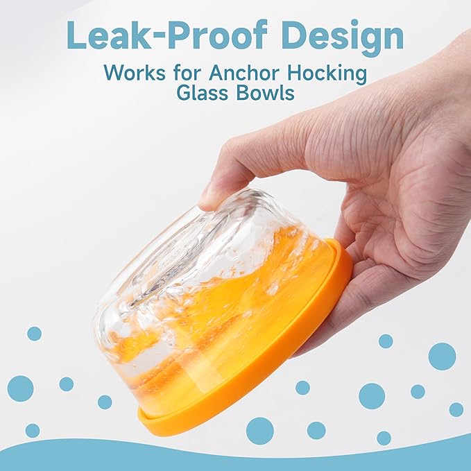 2 Cup 4 Cup Silicone Replacement Lids Storage Cover for Anchor Hocking Glass Bowls (Container not Included) 4 Pack Microwave, Dishwasher and Freezer Safe