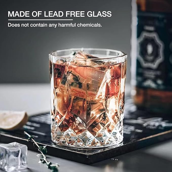 Drinking Glasses, Crystal Glass Cups, Mixed Glassware Set, Crystal Old Fashioned 11oz Highballs and 11oz Whiskey Glasses, Great for Cocktail, Whisky and other Beverages (Style 1,Set of 5)