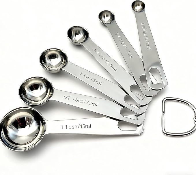 Stainless Steel Measuring Cups and Measuring Spoons Set with Circular Connector,Kitchen Measuring Spoons and Cups,kitchen tool for cooking and baking(13 Piece Set)