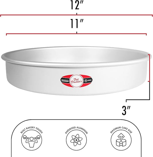 Fat Daddio's Anodized Aluminum Round Cake Pans, 2 Piece Set, 11 x 3 Inch