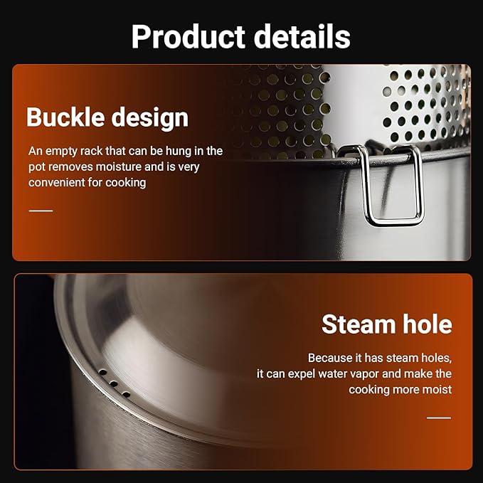 Asparagus Pot, Stainless Steel Asparagus Steamer Pot & Spaghetti Pasta Cooker with Perforated Steamer Basket - 3-Ply Base, 4.3L/1.14Gal, Versatile Cookware  