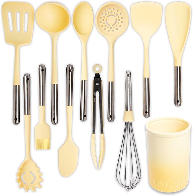 Larder & Vine 21 Piece Cookware Set (Limoncello) | Dutch Oven, Utensil Set, Saucepan, Skillet, and Trivets