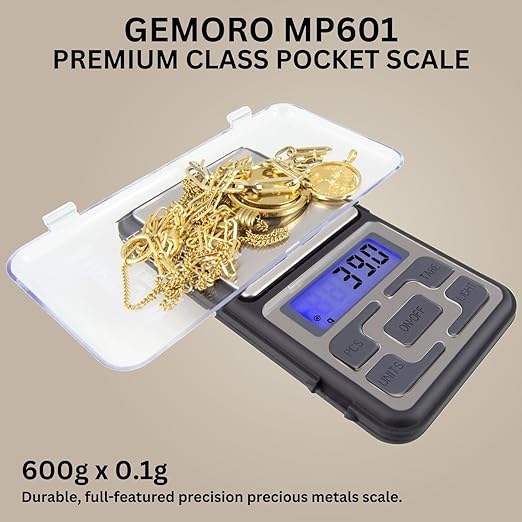 GemOro Platinum MP601 Jewelry Scale | Durable Precise Jewelers Premium Class Pocket Kitchen Scale | Digital Precision Tool | Expert Professional Reading & Accuracy 600g x 0.1g