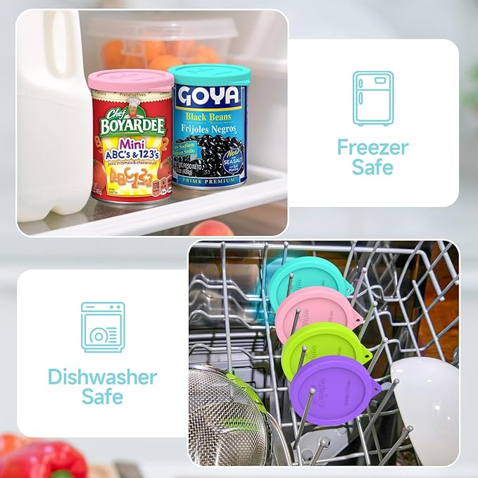 4PCS 3-inch Silicone Can Lids for Goya | Van Camp's | Chef Boyardee | Bush's Best | Farmer's Market Can, Tight Seal Cover for Canned Good, Can Toppers, Reusable Food Saver Lid (Can NOT Included)