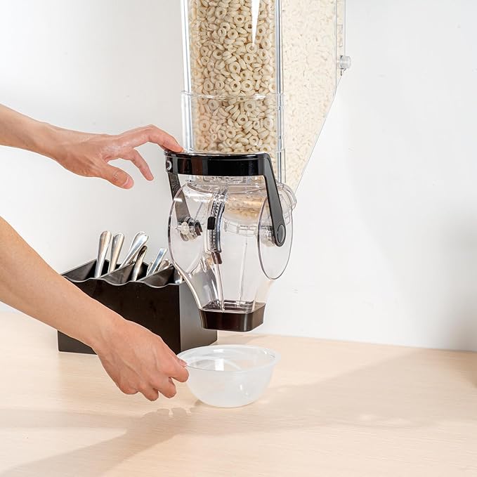 Restaurantware-Met Lux 5 Gallon Dry Food Dispenser, 1 Airtight Cereal Dispenser - Wall-Mounted, Single Control, 1 Black Plastic Grain Holder, For Snacks, Nuts, Or Coffee Beans